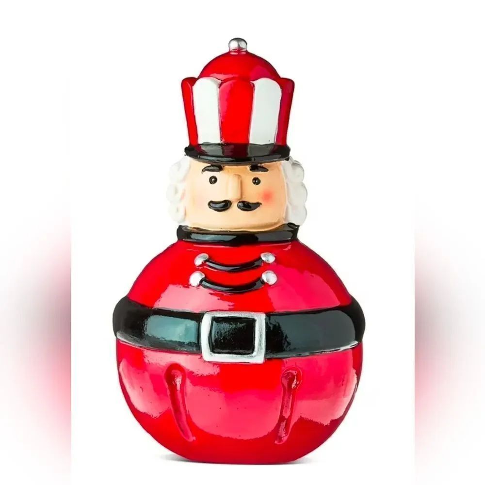 7.75" Bell Shaped Resin Christmas Nutcracker Figurine Red Toy Soldier New
